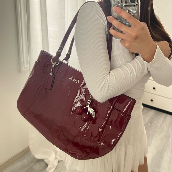 Coach Burgundy Patent Leather Tote - Picture 10 of 10